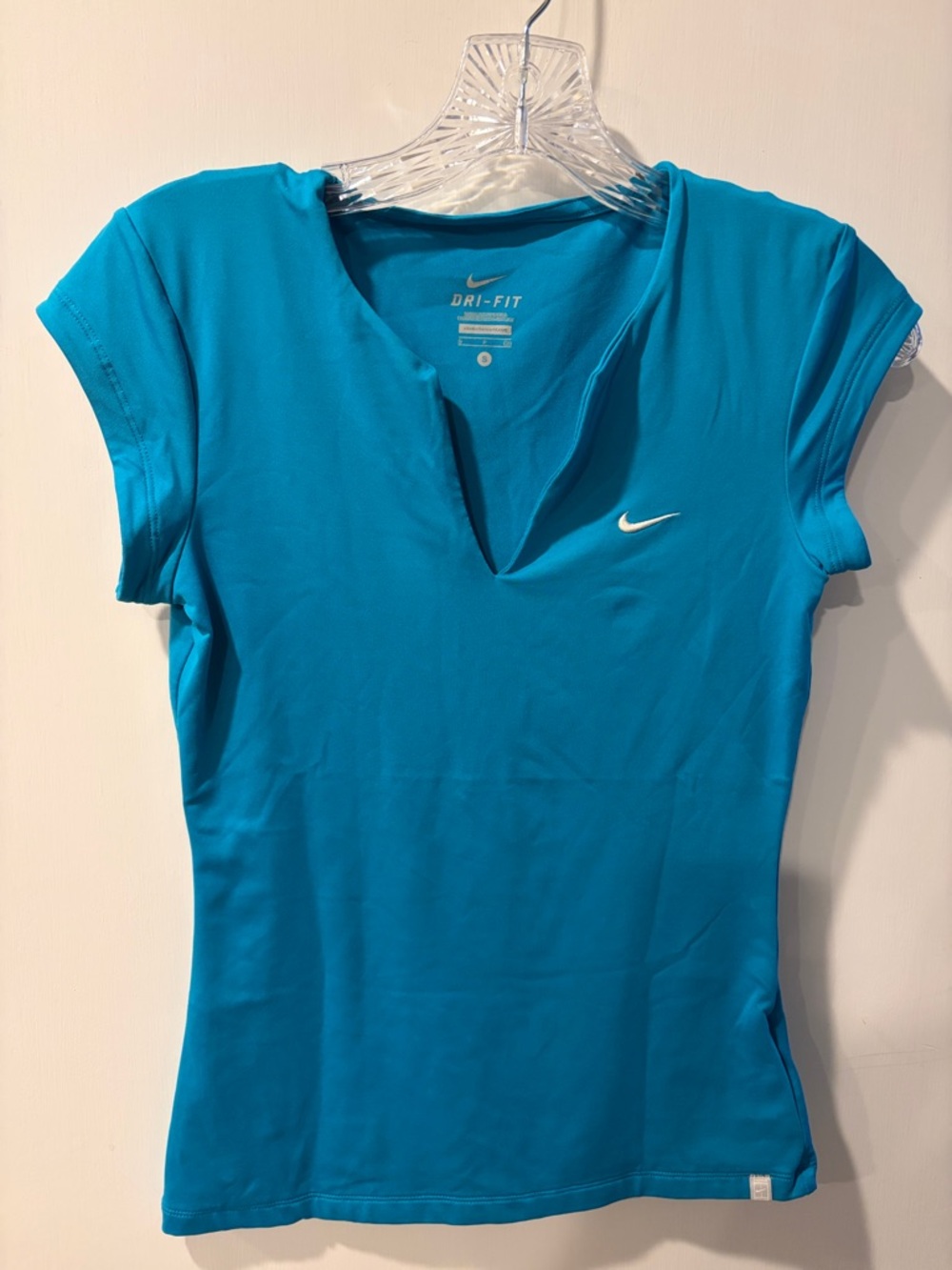 Nike Teal Short Sleeve Dri-FIT V-Notch Performance Top size Small